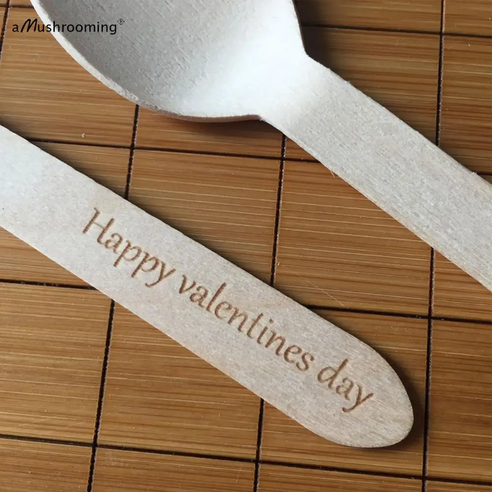 Деревянные ложки с гравировкой на День святого Валентина Сервировочные Ложки вечерние кейтеринга