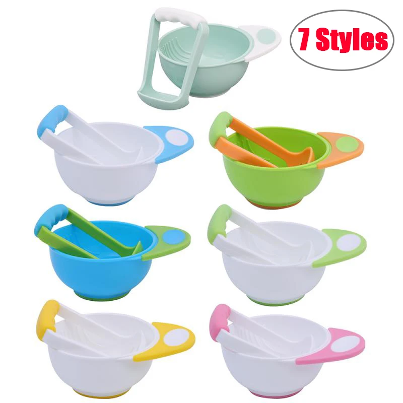 

1set Food Handmade Grinding Food Learn Bowl Fruits Masher Bowl Baby Food Grinder Child Holding Fine Grinding Rod Bowl