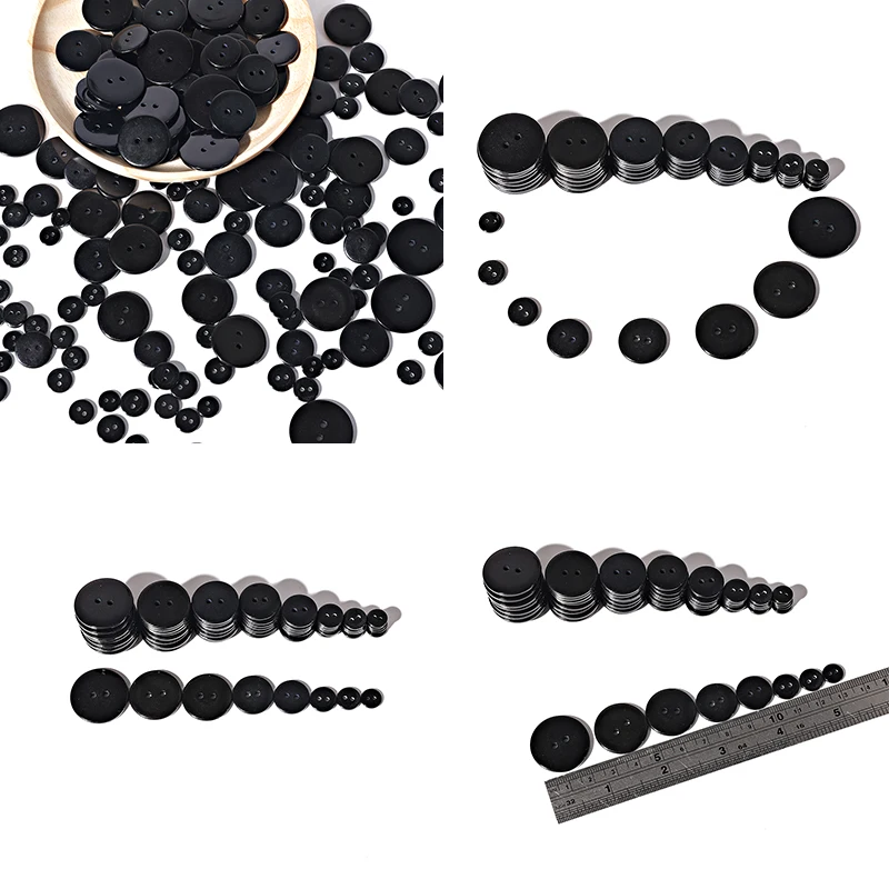 Высококачественные глянцевые круглые стеклянные пуговицы из смолы черные