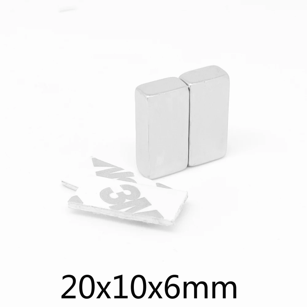 

2/5/10/15/20/30PCS 20x10x6 Quadrate Rare Earth Neodymium Magnet With 3M Self - Adhesive 20x10x6mm Strong Powerful Magnet 20*10*6