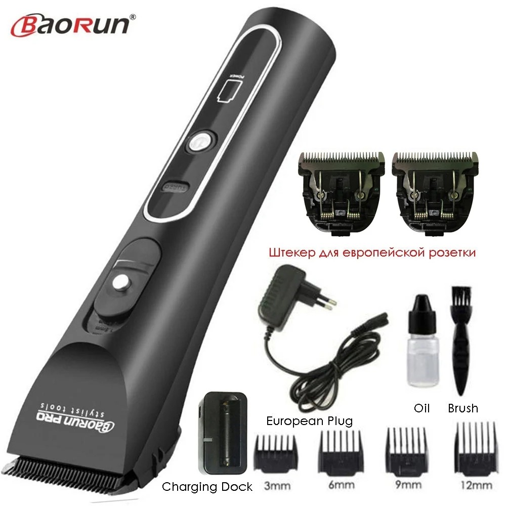 Add 2pcs Spare Blade Профессиональная электрическая машинка для стрижки волос литиевая А6 перезаряжаемый триммер для волос титановое керамическое лезвие для салона машинка для стрижки волос - Цвет: Add 2pcs Spare Blade