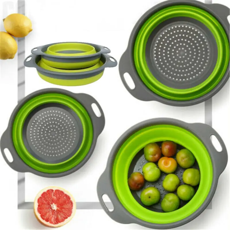 Большая складная кухонная корзина для слива фруктов дуршлаг сливная овощей