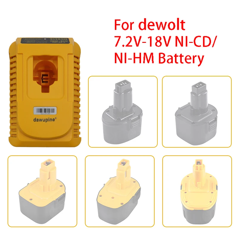 

dawupine DC9310 Nickel Battery Charger For dewolt 7.2V 9.6V 12V 14.4V 18V NI-CD NI-HM Battery AU UK US EU Plug DC9319 DE9315