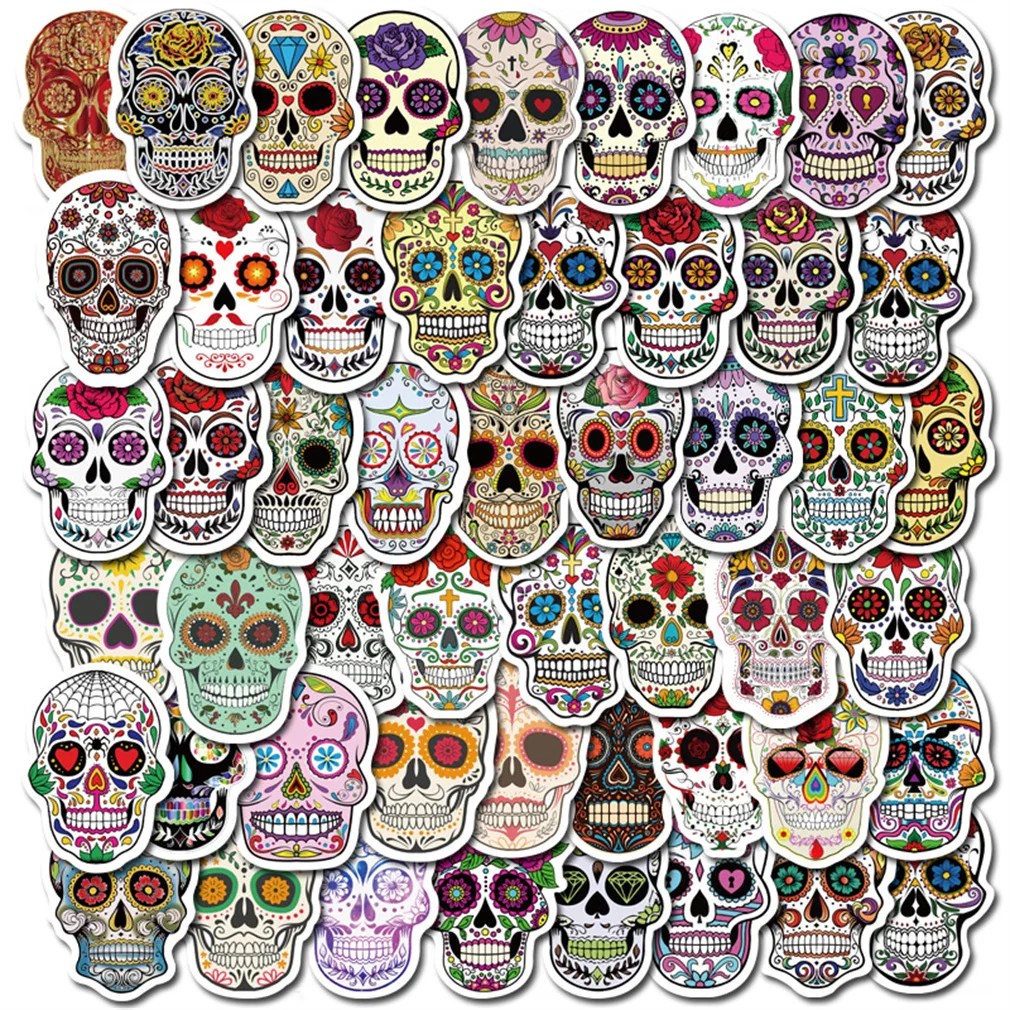 

10/30/50PCS Cartoon Horror Skull Diary Waterproof Graffiti Luggage Notebook Skateboard Guitar Toy Decoration Sticker Wholesale