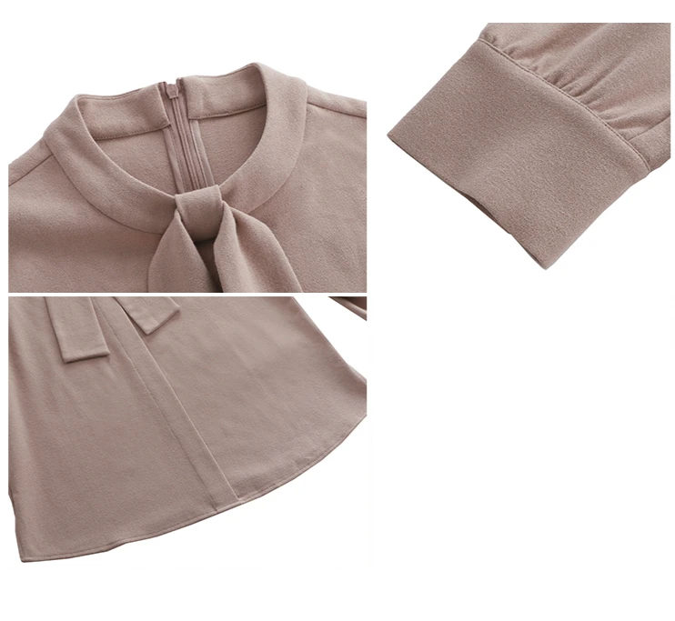 Блузка Для женщин Blusas Mujer De Moda 2021 с длинным рукавом блузка бантик воротник-стойка