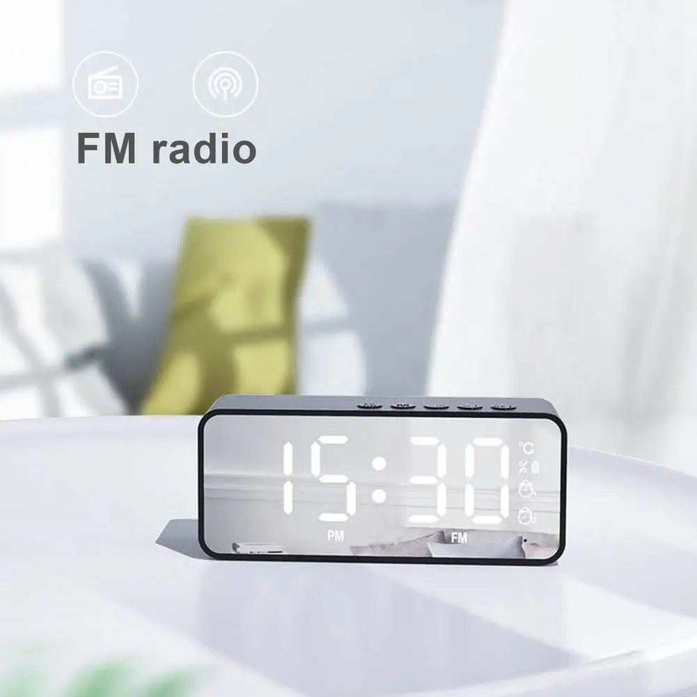 G50 Wireless Bluetooth Speaker With FM Radio Portable Mini Card Mirror Dual Alarm Temperature Clock 18650 Lithium Battery | Электроника