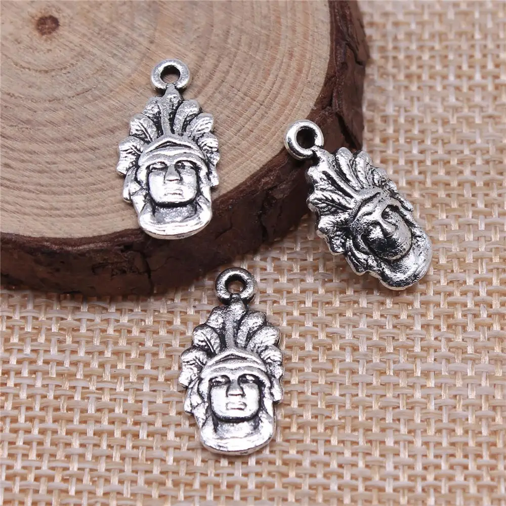 

20Pcs 20x12mm Antique Silver Color Indians Charms For DIY Bracelet Necklace Jewelry Making