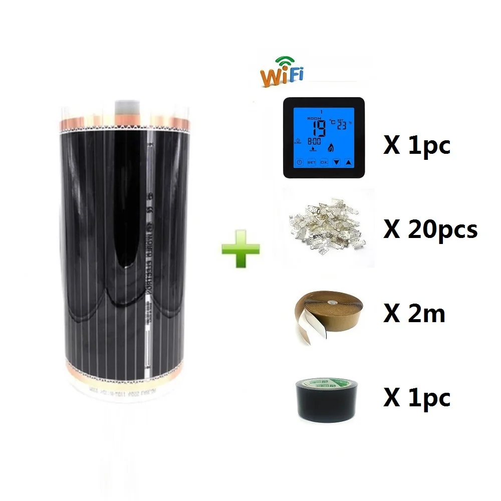 HY08WE-1H Wifi Sets MINCO тепла 10m2 инфракрасная нагревательная пленка 220 w/m2 в Корейском стиле теплая подстилка для система напольного отопления - Цвет: HY08WE-1H Wifi Sets