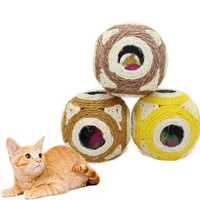6 hole pet sisal rope weave ball teaser play toy chewing rattle scratch catch toy interactive scratch chew toy for pet cat dog
