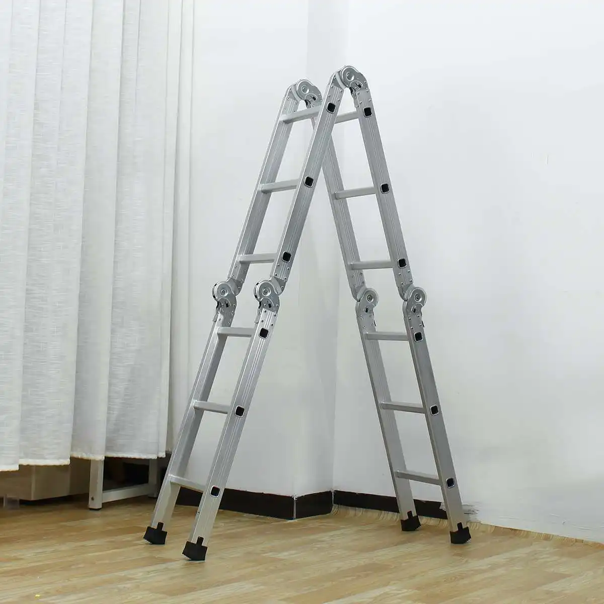 

12.5Ft 3.6m Telescopic Ladder Folding Ladder Aluminum Extension Tall Ladder Multifunctional Single Extension Ladder Tools 4 In 1
