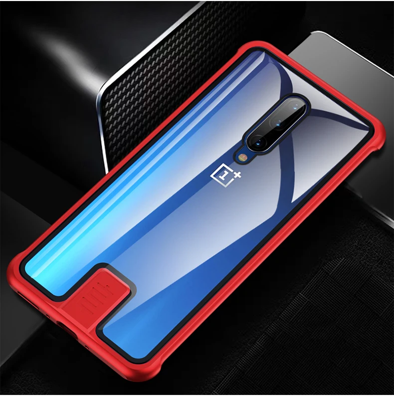 Роскошный Алюминиевый металлический чехол из закаленного стекла для Oneplus 7/7Pro чехлы для Oneplus 7 Pro металлический бампер рамка Coque - Цвет: Красный