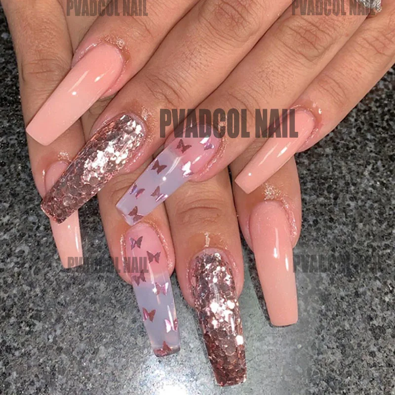 Блестящая бабочка в форме ногтей блестки зеркальный ломтик голографическое