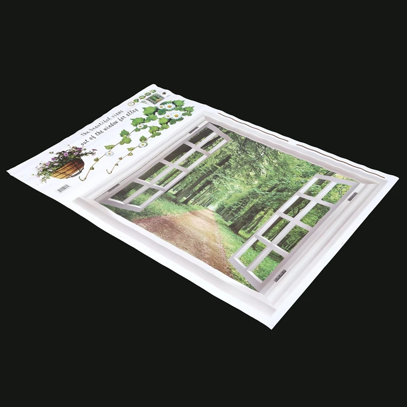 Promotion! Huge Window 3D Green View Flowers Plant Wall Stickers Art Mural Decal Wallpaper | Дом и сад