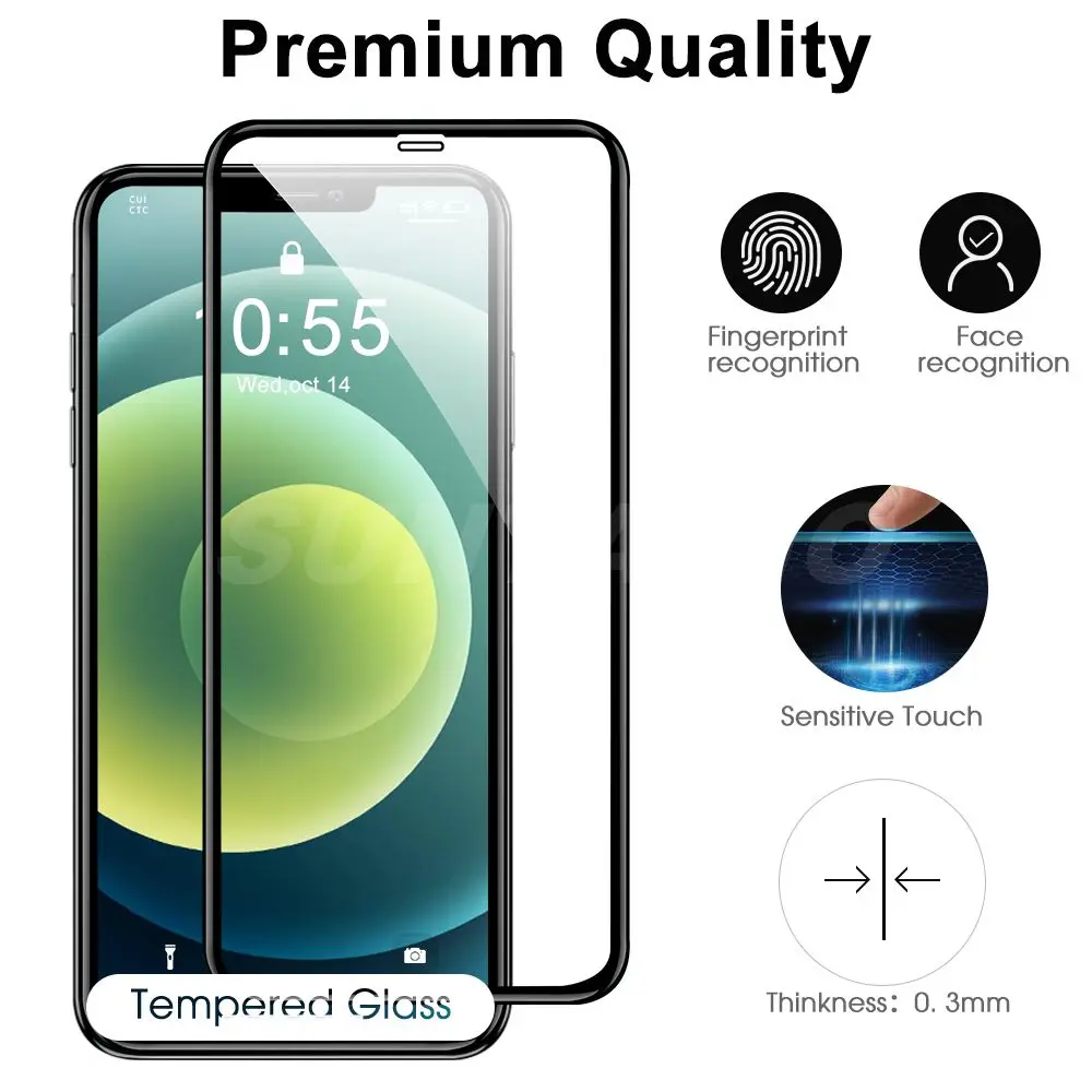 

Suntaiho 10D protective glass for iPhone 12 Pro max 7 8 plus glass screen protector for iPhone 11 Pro XR XS X screen protection