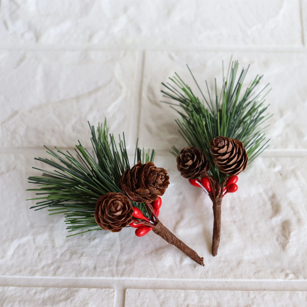 5Pcs Pine Needles Mini Christmas Tree Accessories Gift Box Decoration Artificial Flower Series Green Plant Desktop | Дом и сад