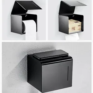 matte black toilet paper holder aluminum bathroom roll paper wall mounted mobile phone rack paper towel holder toilet tissue box free global shipping