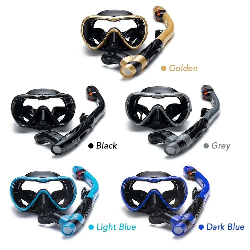 

Swimming Diving Leakproof Snorkel Set Anti-fog Snorkeling Goggles Glasses With Easy Breath Dry Snorkel Tube Scuba Equipment