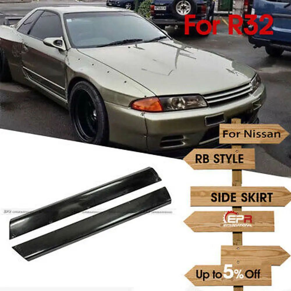 

EPR Car Accessories For Nissan R32 Skyline GTR ROB Style FRP Fiber Unpainted Side Skirt Exterior Body Kit(2pcs)