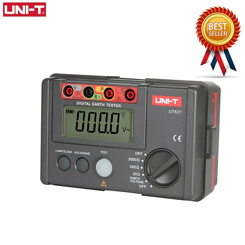 

UNI-T Digital Ground Resistance Tester 0-200V 0-2000 Power Electrical System Voltmeter Storage Over-Range Data Storage UT521