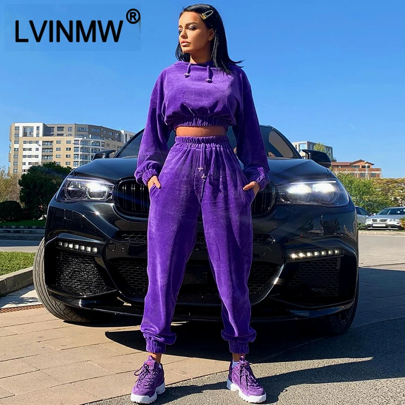 LVINMW модная бархатная уличная одежда комплект из 2 предметов Повседневная