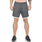 Мужские шорты для бега 2 в 1, спортивные короткие штаны, двухслойные, быстросохнущие, на молнии, с карманами, для бега, спортзала, брюки, 2021