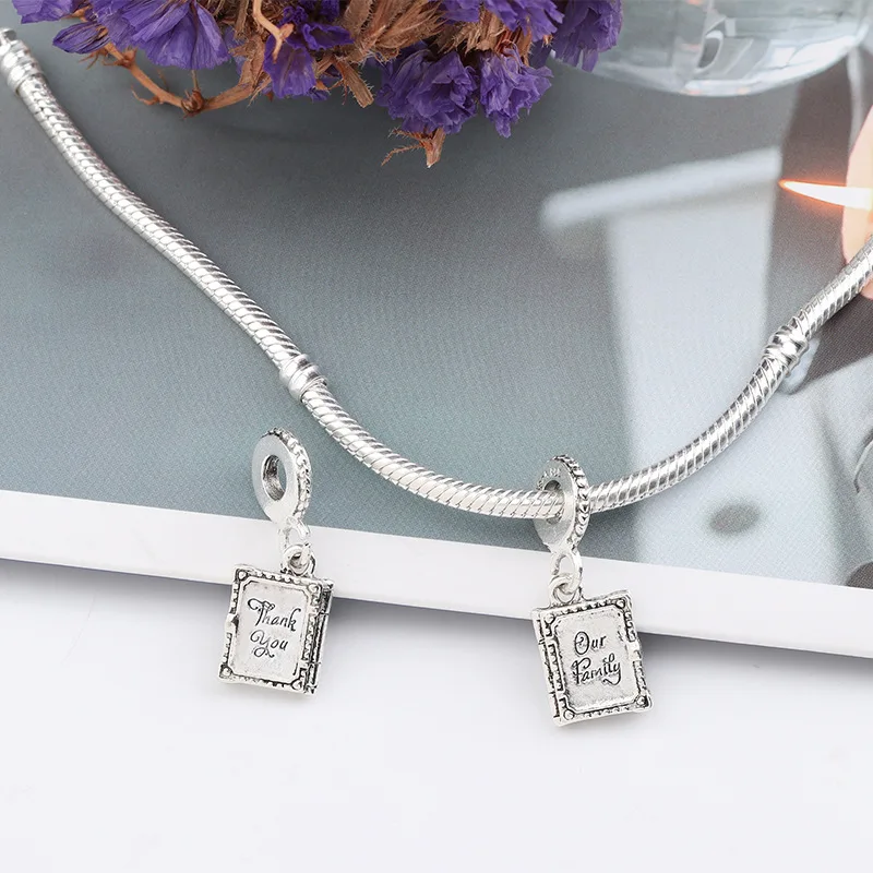 5PCS Silver Color Alloy Beads Our Family Memorial Book Pendant Notebooks Charm Fit Women PAN Necklaces Men Bracelets DIY Jewelry | Украшения