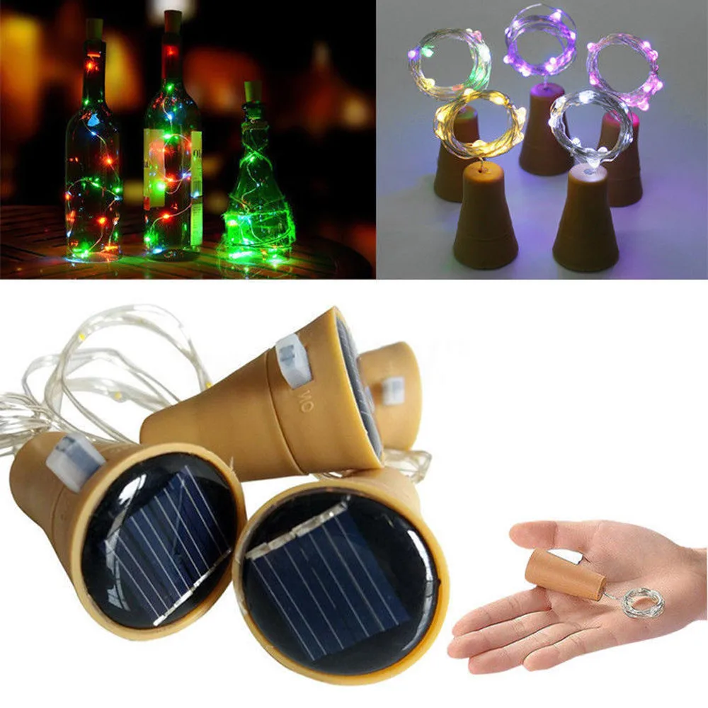 

Eco-friendly super bright with low power consumption 1PC 2M Solar Cork Wine Bottle Stopper Wire String Lights Fairy Lamps