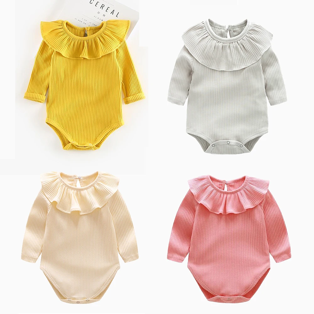 Милые кружевные Детские боди весенне-летняя одежда для новорожденных девочек