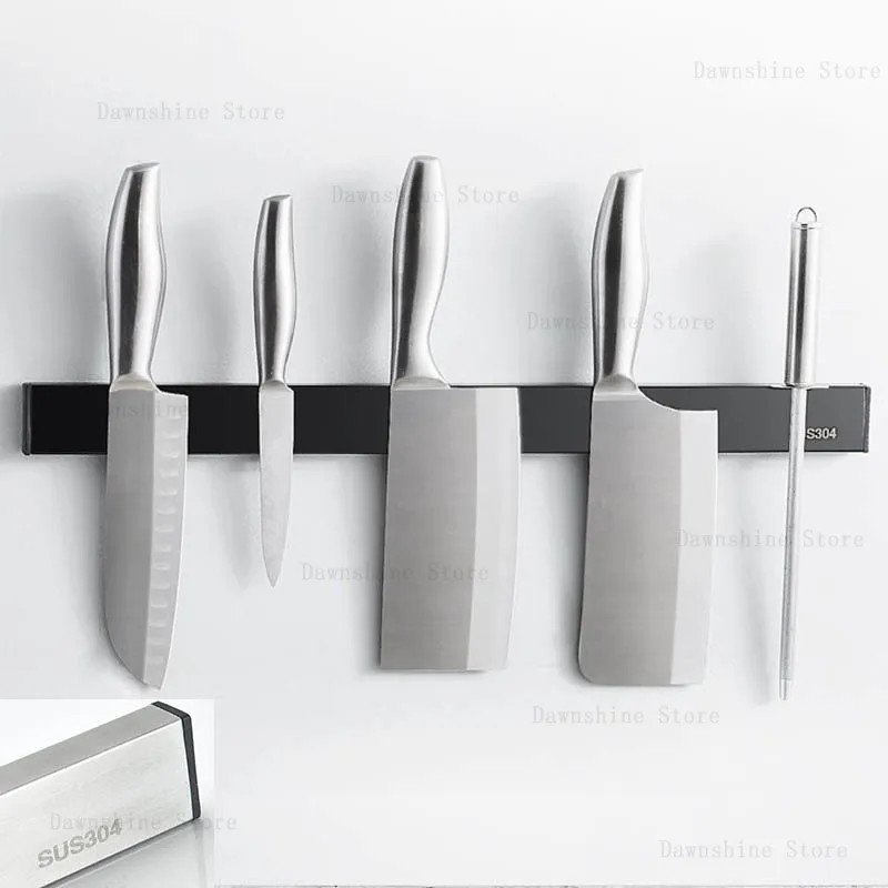 

30 40 50 Cm Silver Black Magnetic Knife Strip 304 Stainless Steel Magnetic Knife Holder Kitchen Knife Strip