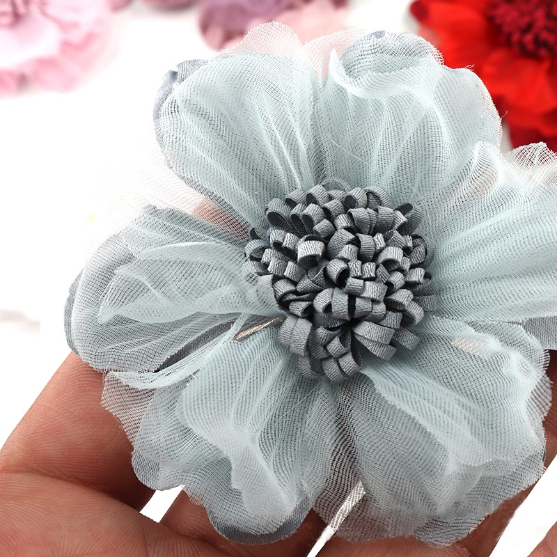15 5PCS /33 Colors Mini Chiffon Fabric Flower For Wedding Invitation Artificial Flowers For Dress Decoration - Цвет: 15