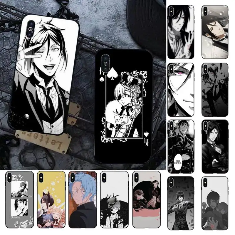 

Anime Black Butler Sebastian Michaelis Phone Case for iPhone 13 11 12 pro XS MAX 8 7 6 6S Plus X 5S SE 2020 XR cover