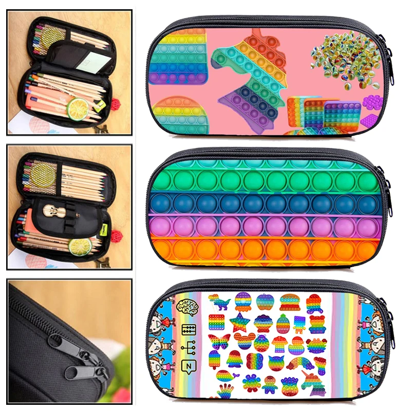 

Чехол для карандашей, с 3d-рисунком радуги пузыря, для детей, аниме, семейных игр, для подростков, для канцелярских принадлежностей, 2021