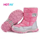 Ботинки для девочек, зимние, розовые, с нескользящей подошвой, 2020, стильные, Детские теплые ботинки, от 27 до 38, размера плюс