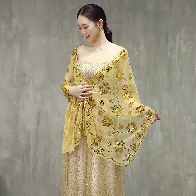 Белое свадебное кружевное болеро с блестками длинное вечернее платье накидка