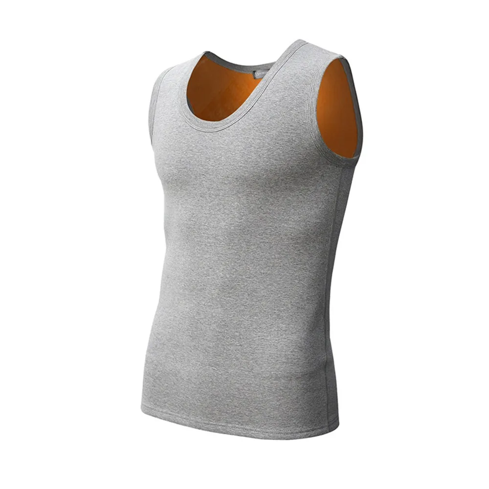 

L-3XL Men Vest Men Mens Plus Velvet Polyester Slim Thick Underwear Vest