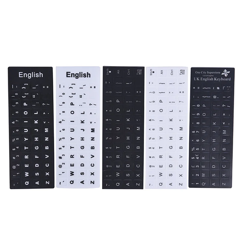 

Новые сменные наклейки на клавиатуру с английской раскладкой, белые на черные, для любого ПК, ноутбука