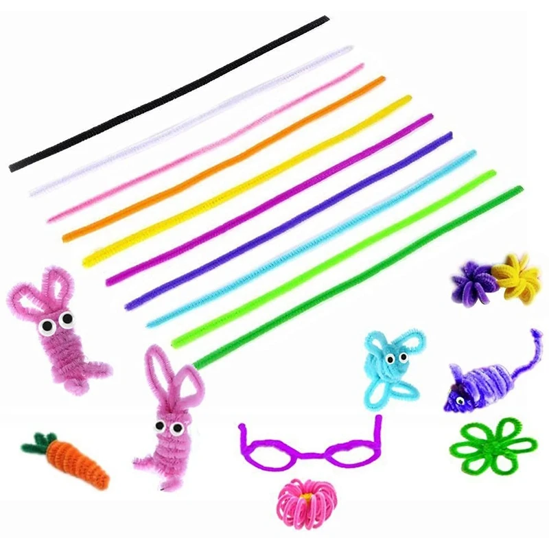 

200 Pcs Random Colors Pipe Cleaners Chenille Stem 6mmx12 Inch For DIY Art Crafts Decorations