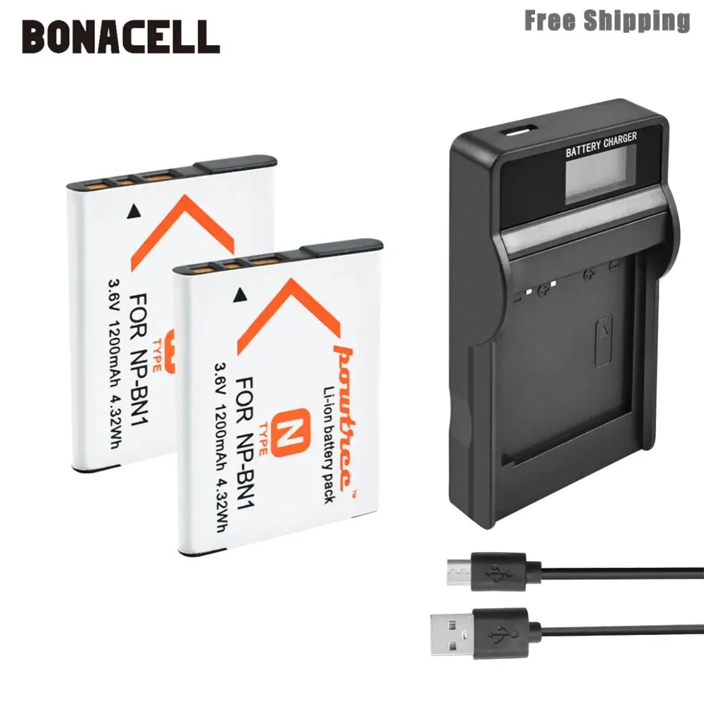 Аккумулятор для камеры Bonacell 1200 мАч NP BN1 NPBN1 + ЖК зарядное устройство Sony TX9 WX100 TX5 WX5C