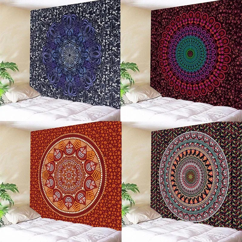 

20 шт. оптовая продажа, большой гобелен, мандала, цветок, полиэстер, современный настенный тканевый подвесной чехол для дивана, декор для комн...