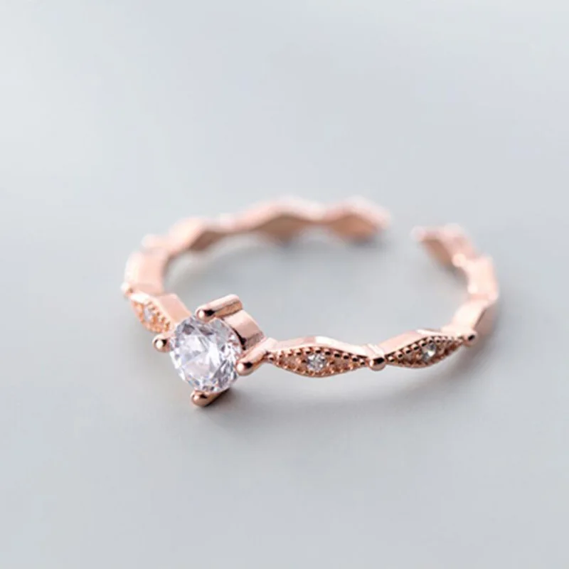 Rose Trustdavis 925 пробы Серебряное модное кольцо ювелирные изделия Сияющие CZ коктейльные кольца, подарок на день рождения для девочек-подростков DA359 - Цвет основного камня: Rose