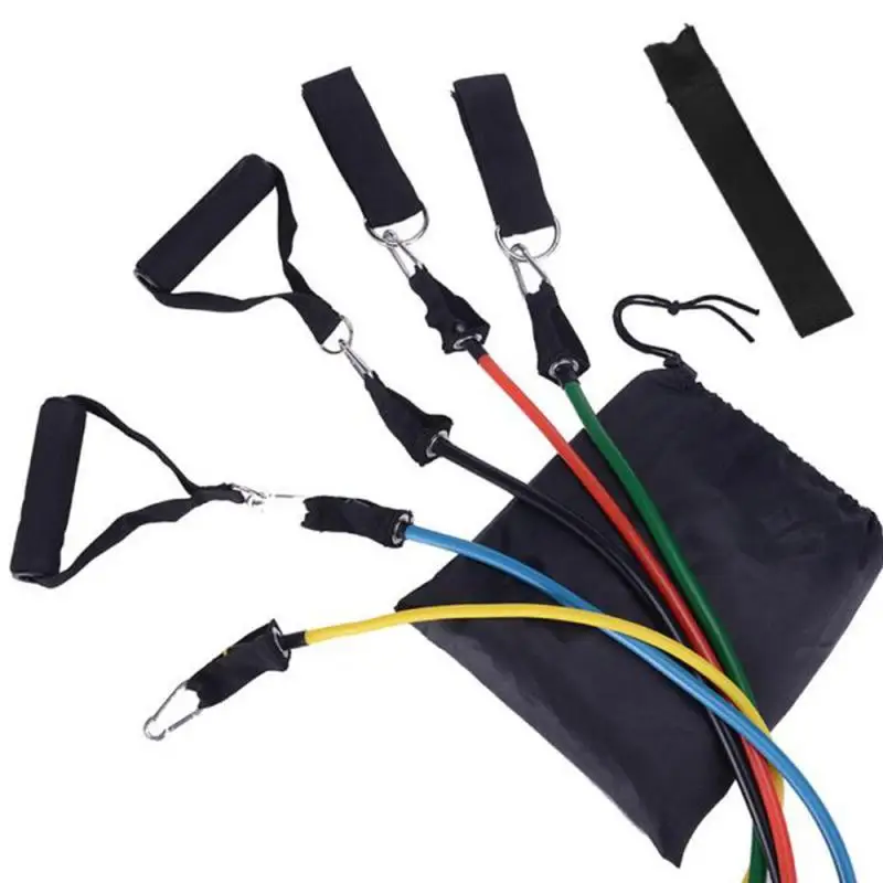 11 Pcs/Set Latex Resistance Bands Crossfit Training Exercise Yoga Tubes Pull Rope Rubber Expander Elastic Fitness with Bag | Спорт и