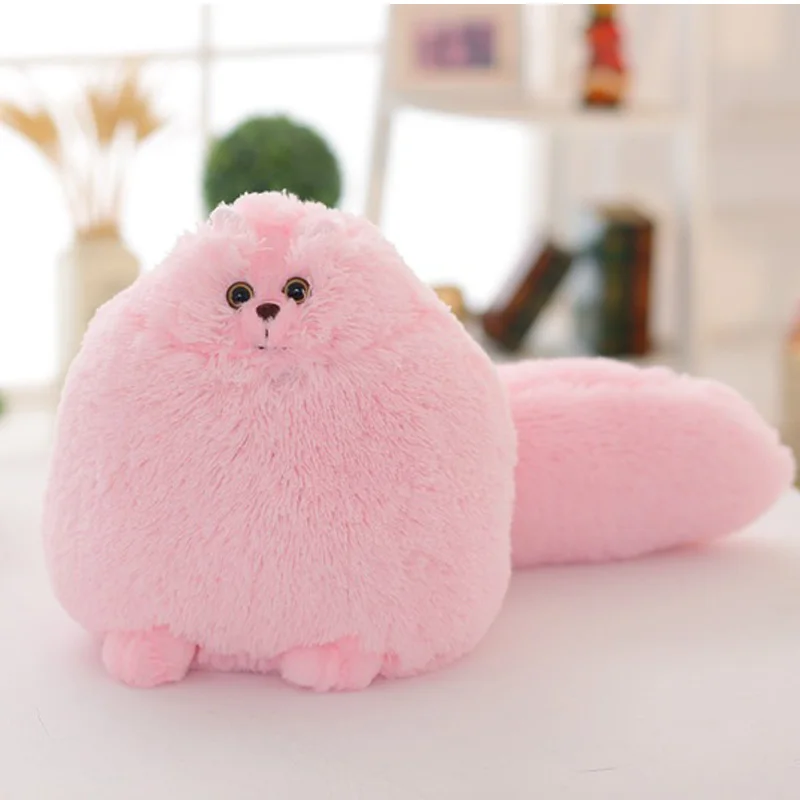 

30cm Good Quality Fluffy Super White Persian Cat with Big Tail for Ball Shape Stuffed Doll Soft Plush Kid Toy Gift