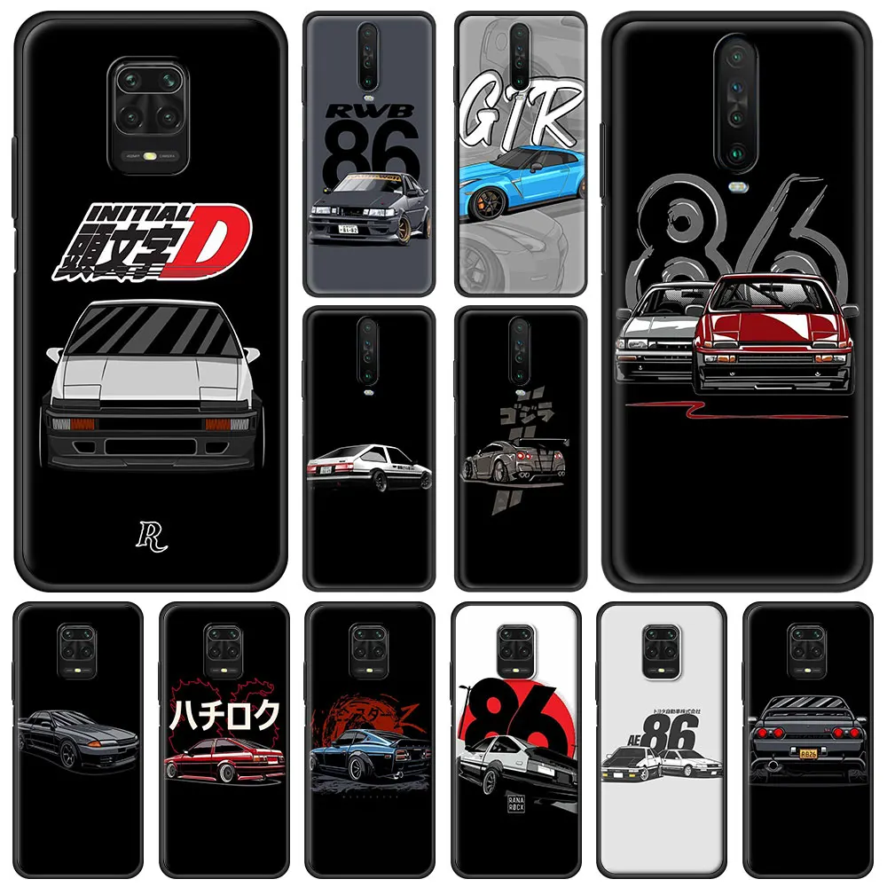 

Japan Anime Initial D AE86 Tail Light Phone Case For Xiaomi Redmi Note 9S 9 8 10 Pro 7 8T 9C 9A 8A K40 Soft Silicone Black Cover