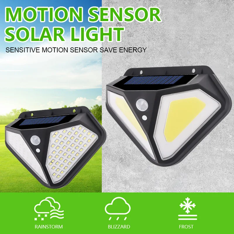 

2side 102LED 50COB PIR Motion Sensor Solar Energy Street lamp 3 lighting modes Yard Path Home Garden Solar Power Induction Wall