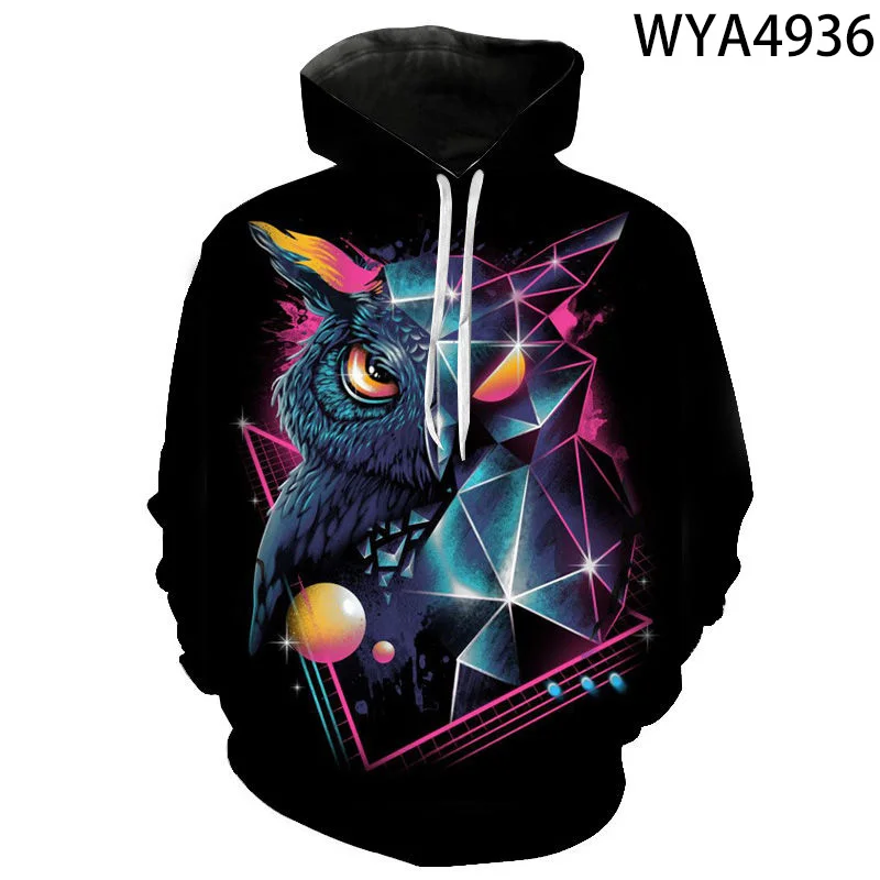 

2020 Hot Sale Sweatshirt Men Women 3D Hoodies Print Owl Animal Pattern Pullover Unisex Casual Creative Oversized Hoodies