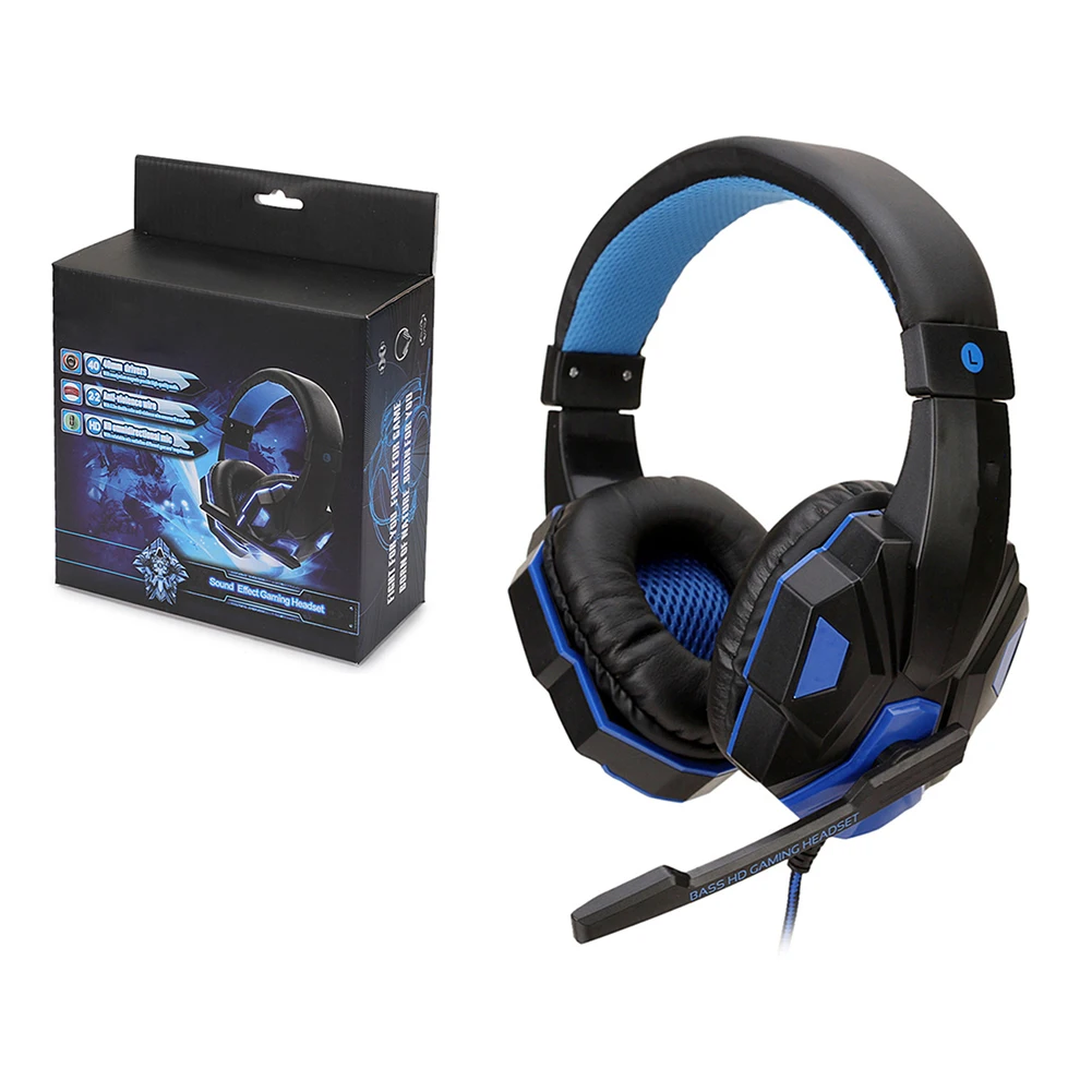 

Gaming Headphones Bass Stereo PC Wired Headset PS4 Wired Head-mounted Earphones with Microphone LED Light for Computer PC Phone