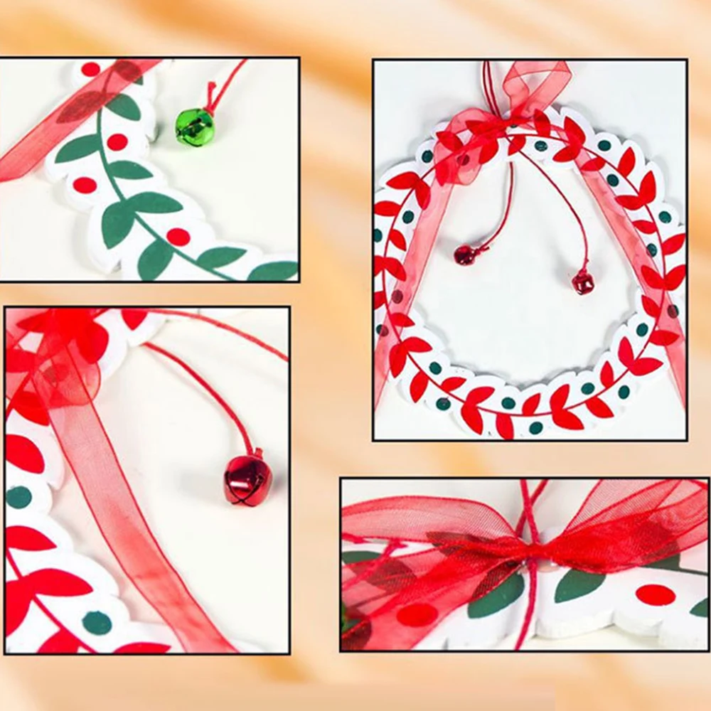 Деревянный Рождественский венок с бантом украшение для рождественской елки