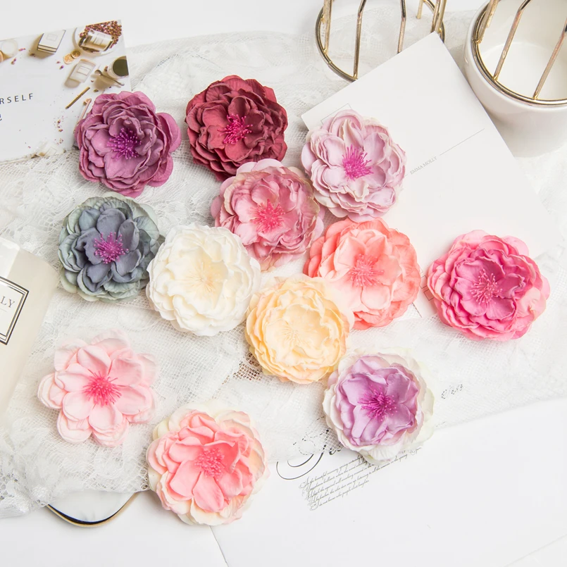 

10 штук шелковые розы головы тычинки Скрап Рождественский гирлянды свадебные аксессуары для оформления дома искуственные цветы для декора