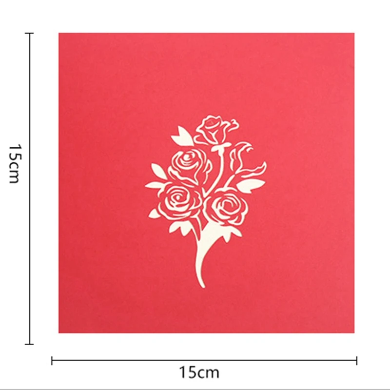 Красная роза букет 3D всплывающие поздравительные открытки на все случаи жизни