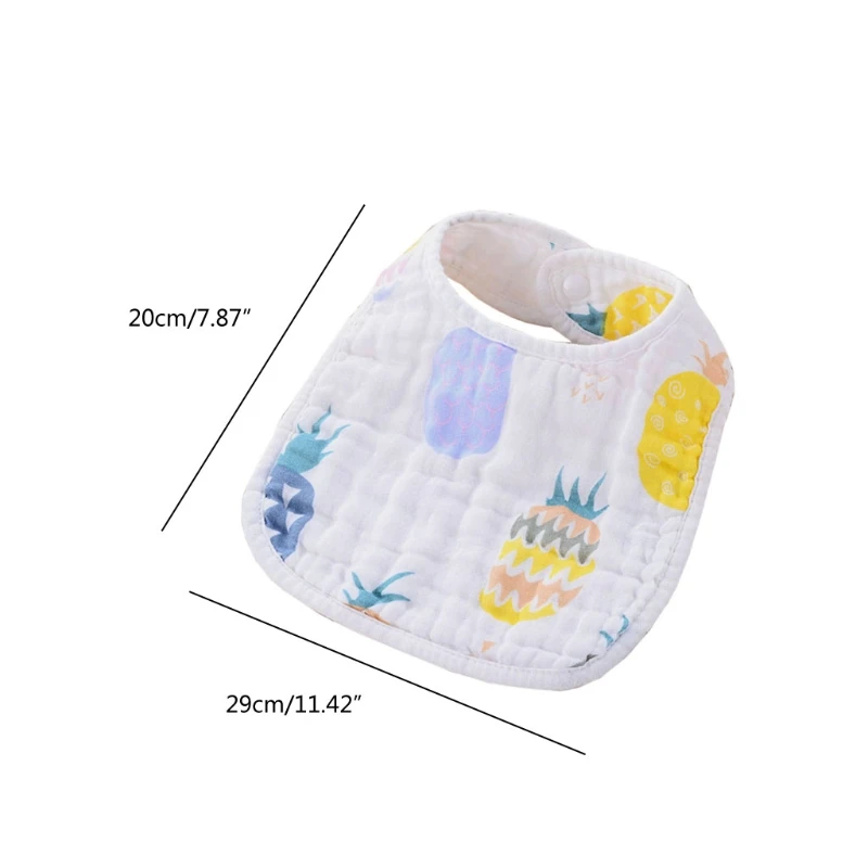 

L5YF Cartoon Printed U-shaped Baby Bibs 8-layers Gauze Saliva Towel Infants Feeding Burp Cloth Scarf Bandana Newborn Stuff
